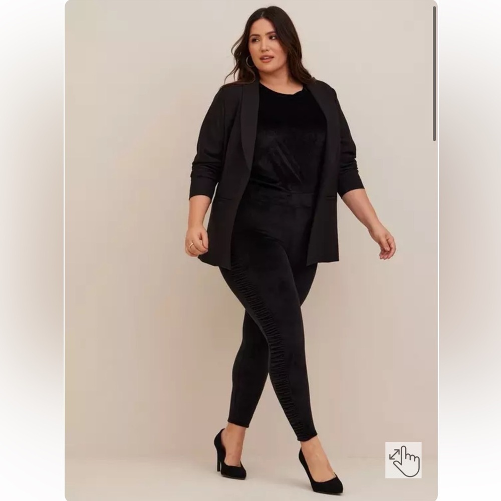 4/$25 Full Length Signature Waist Ruched Velour Side Legging Black Sz 1 (1X)